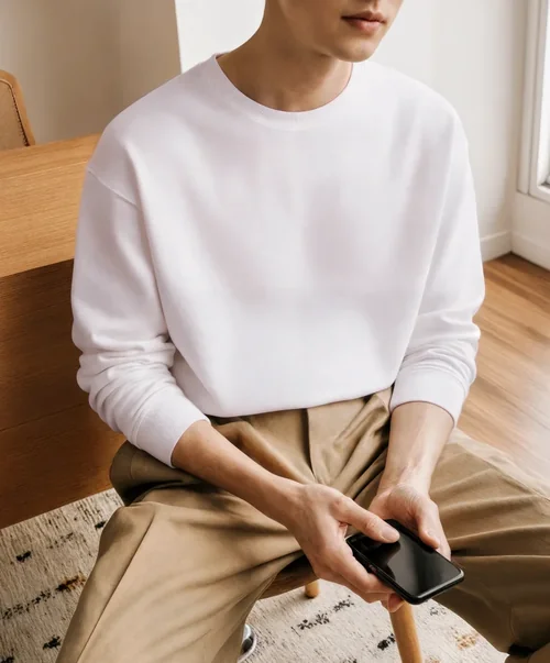 Stylish Sweatshirt Mockup in Minimalist Interior