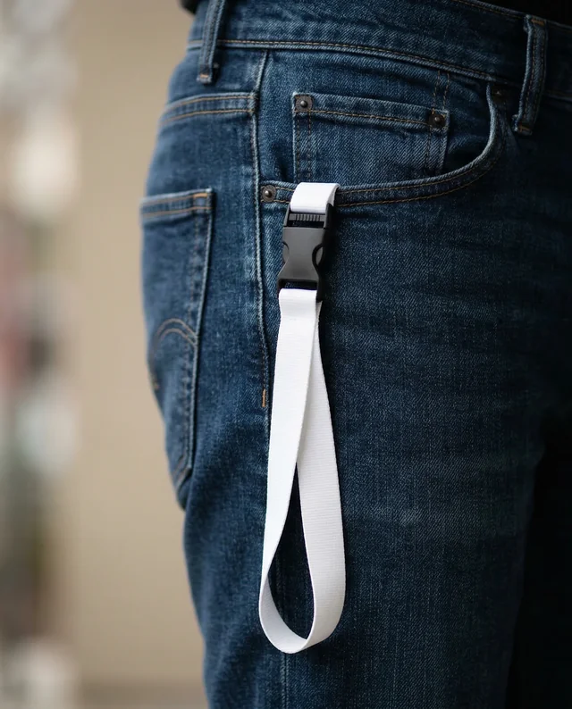 Stylish Lanyard Mockup on Denim Jeans Pocket Close-Up