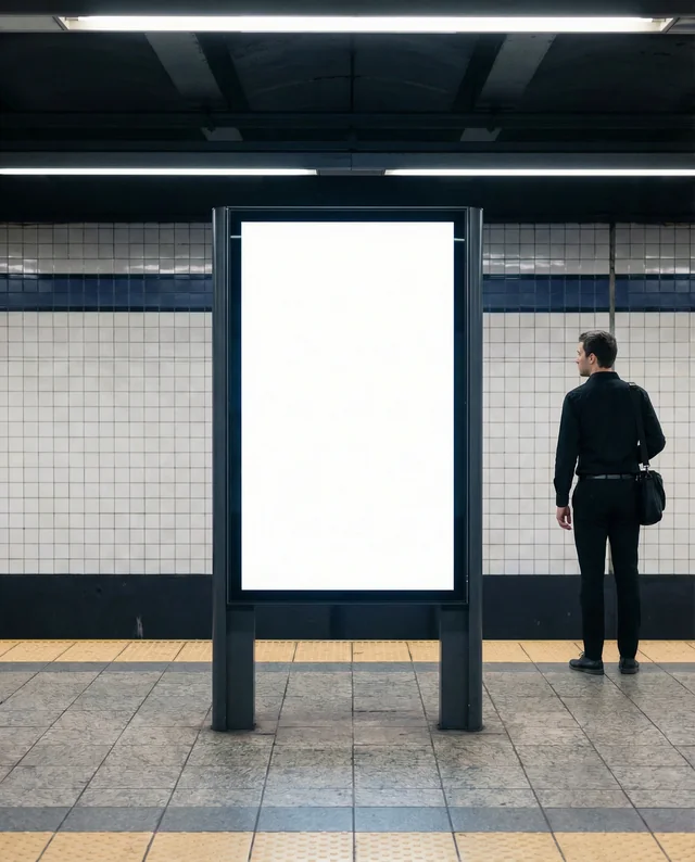 Modern Subway Station Mockup with Billboard Display