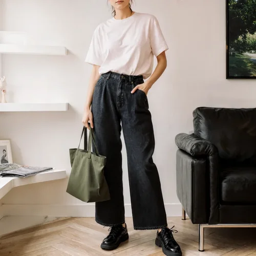 Stylish T-Shirt Mockup in Modern Living Room