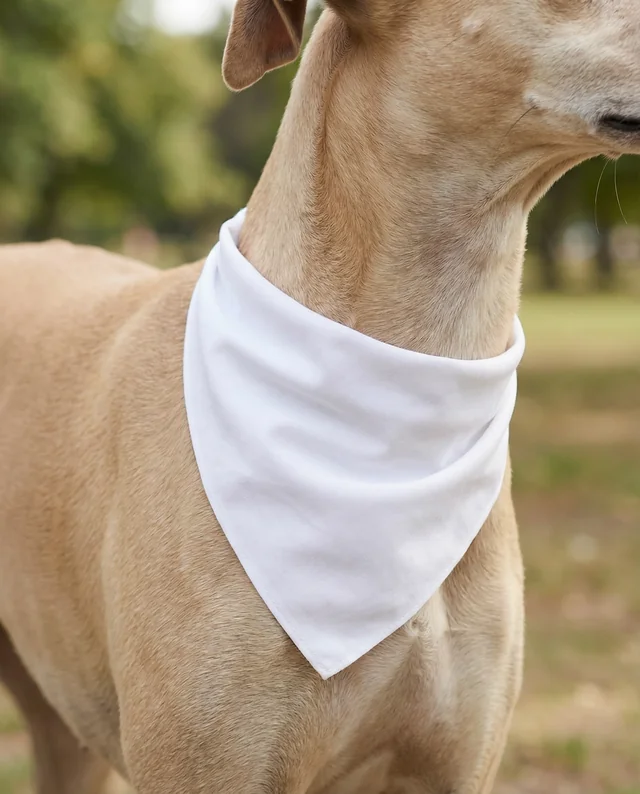 Elegant Greyhound Dog Mockup with White Bandana in Park