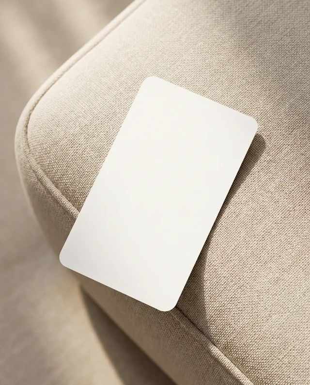 Elegant Business Card Mockup on Soft Beige Fabric