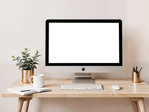 Modern iMac Mockup for Cozy Workspace Design