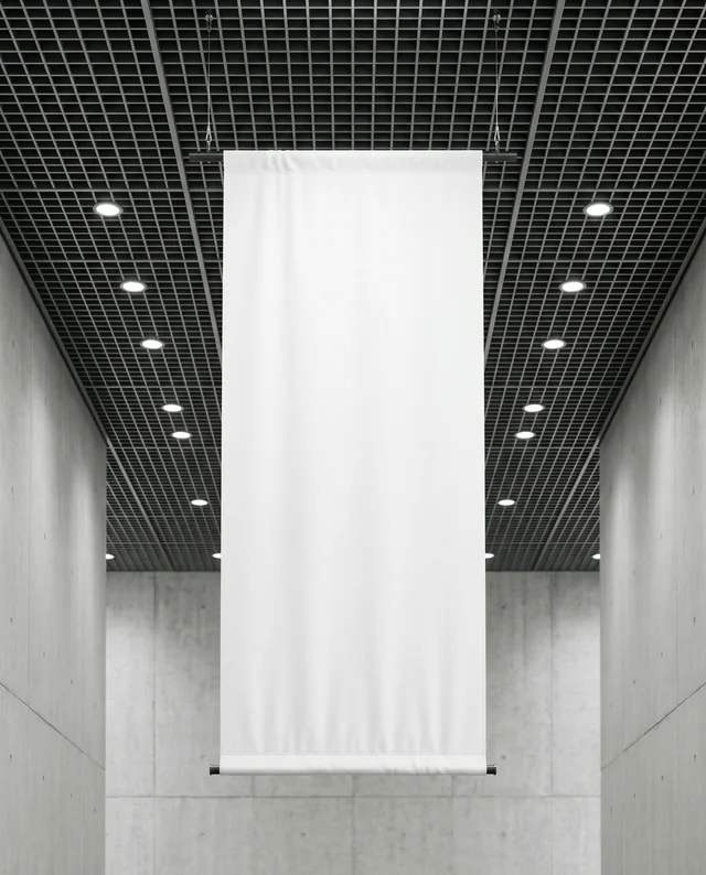 Modern Minimalist Interior with Blank Banner Mockup