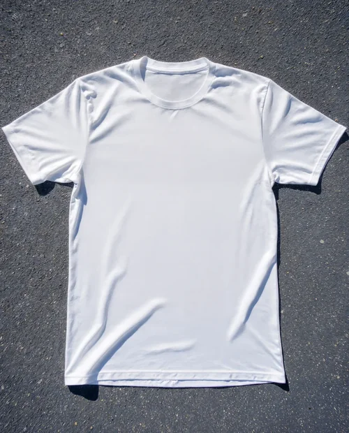 Realistic T-Shirt Mockup on Textured Asphalt Surface