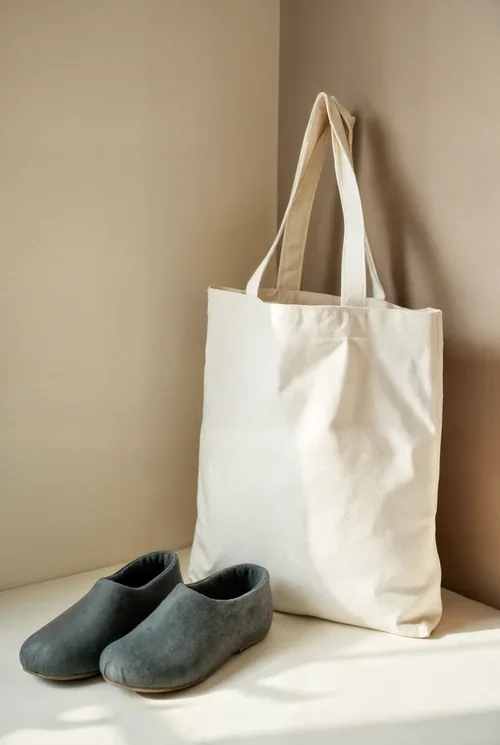 Minimalistic Tote Bag Mockup in Cozy Interior Scene