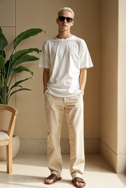 Stylish T-Shirt Mockup of Young Asian Male Supermodel