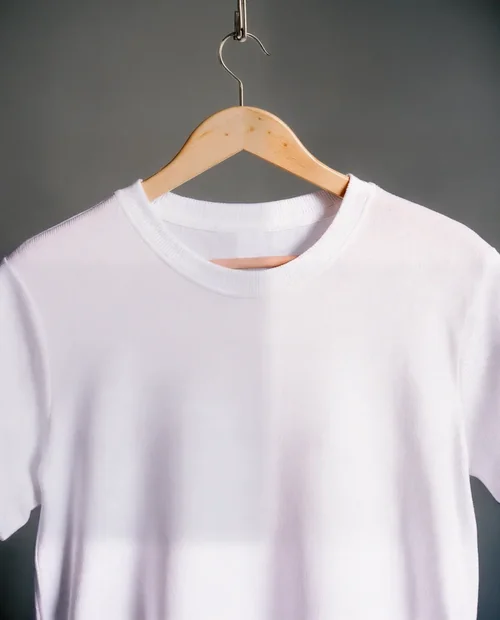 Minimalist T-Shirt Mockup on Wooden Hanger