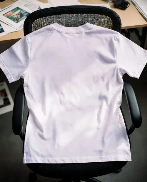 Mockup of T-Shirt on Ergonomic Office Chair