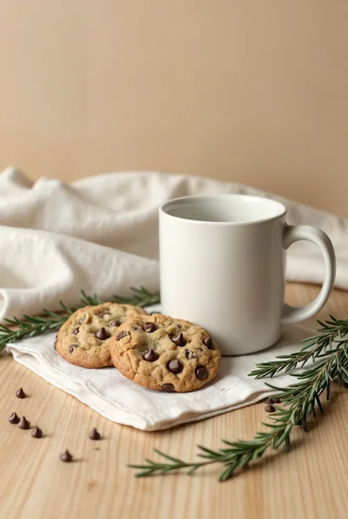 Warm Natural Mug Mockup with Light Beige Background