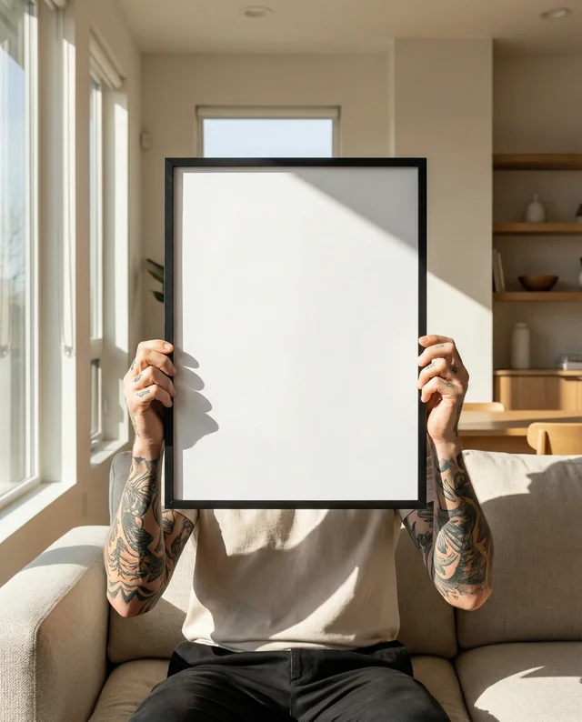 Modern Mockup Poster of a Cozy Living Room Scene