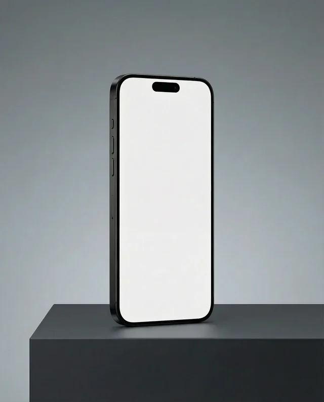 Minimalistic iPhone Mockup on Dark Pedestal