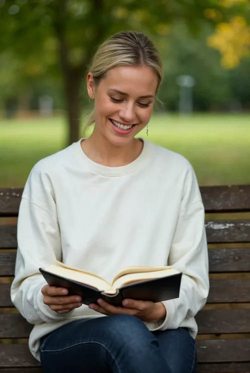 Mockup of a Casual Sweatshirt in a Tranquil Outdoor Setting