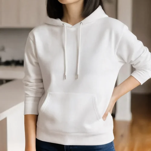 Stylish Hoodie Mockup of a Young Woman in Cozy Setting