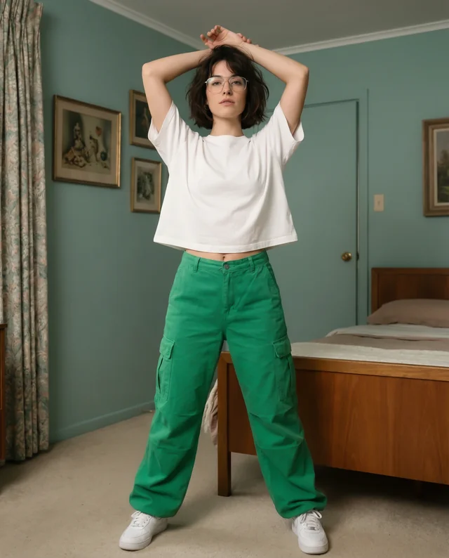 Confident Woman in Crop Top Mockup for Stylish Living