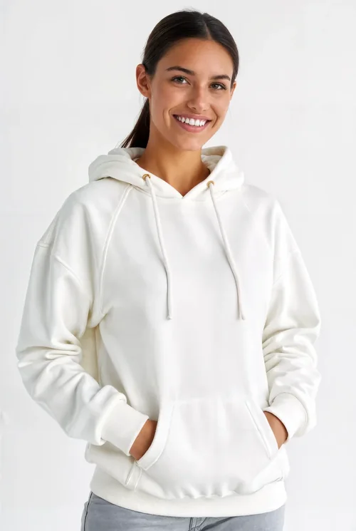Cozy White Hoodie Mockup on Soft Neutral Background