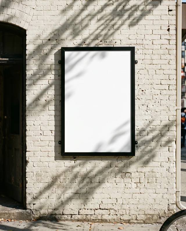 Elegant Poster Mockup on Textured Brick Wall Scene