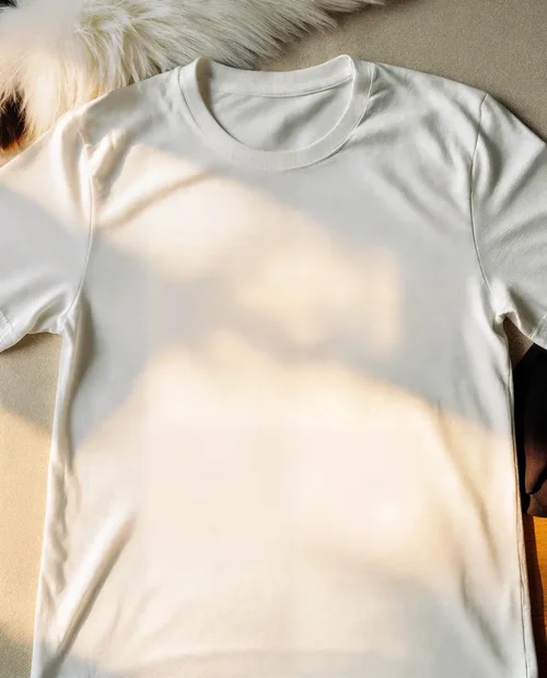 Stylish Mockup of a Cozy T-Shirt on Soft Surface