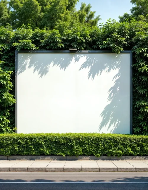Mockup of a Blank Billboard Surrounded by Greenery