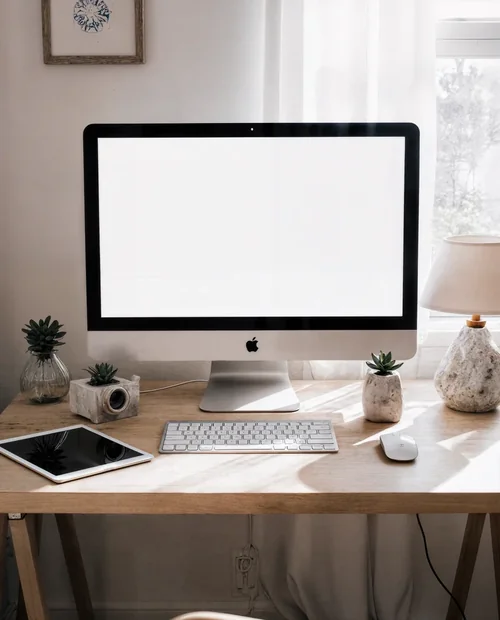 Minimalist iMac Mockup for Home Office Inspiration