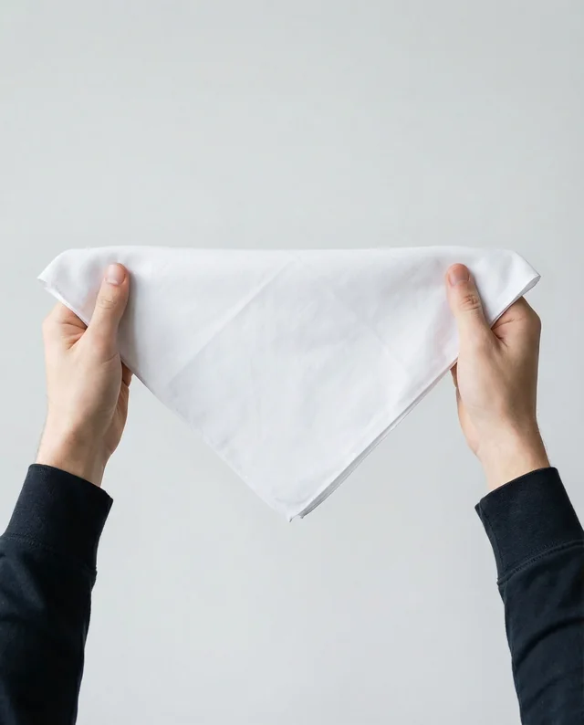 Elegant Bandana Mockup in Hands on Soft Gray Background