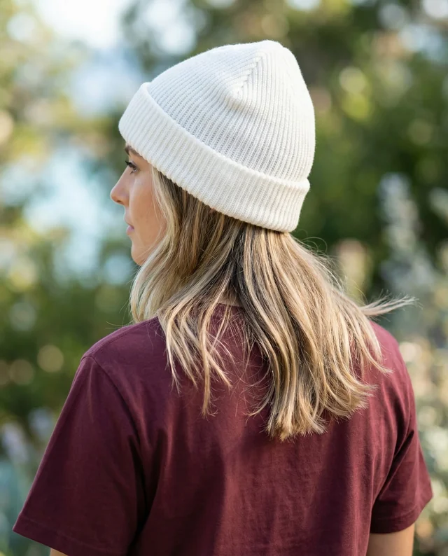 Casual Young Woman in Knit Beanie Mockup Outdoors