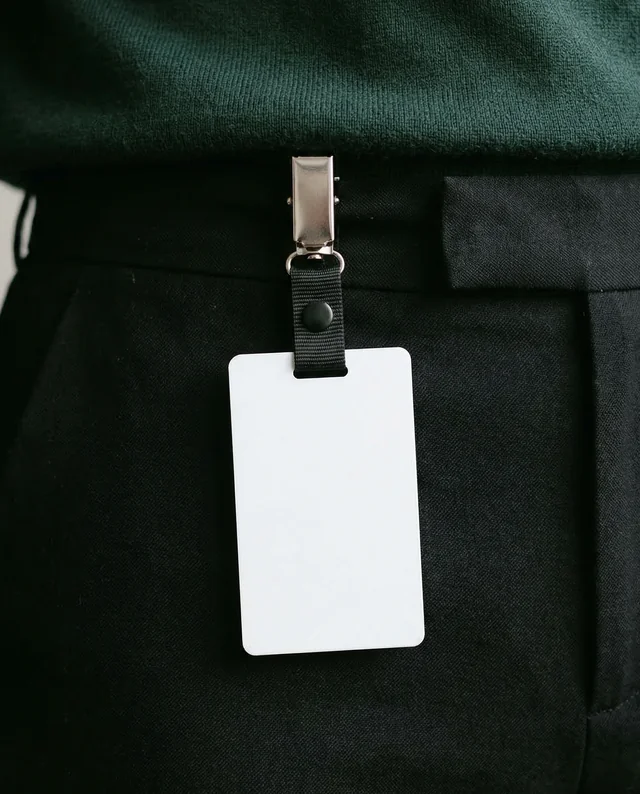Minimalist Mockup of Plain ID Card on Dark Pants