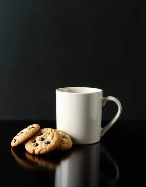 Elegant Mug Mockup with Black Background and Warm Colors