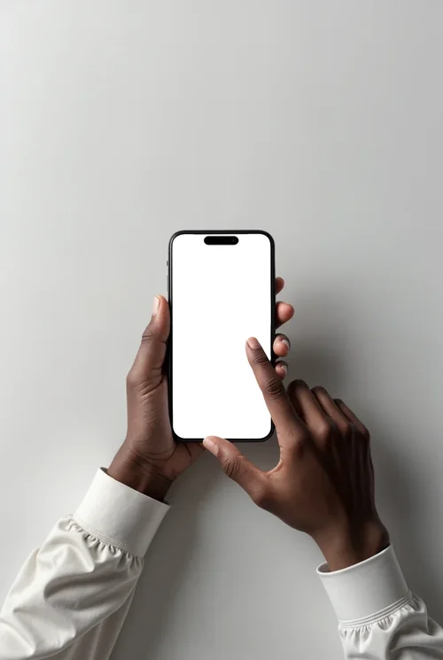 iPhone 16 Pro Max Mockup: Minimalist Touch Interaction
