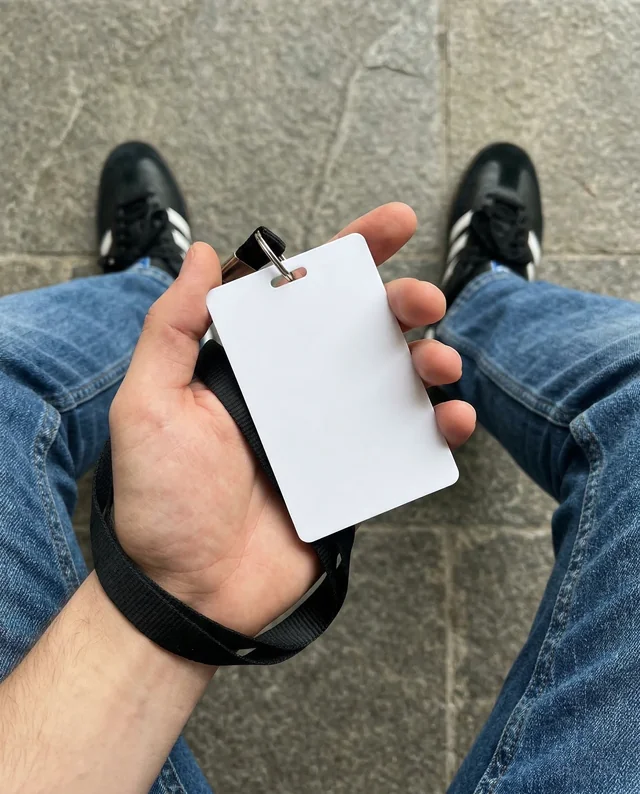 Casual Mockup of a Blank ID Card in Hand