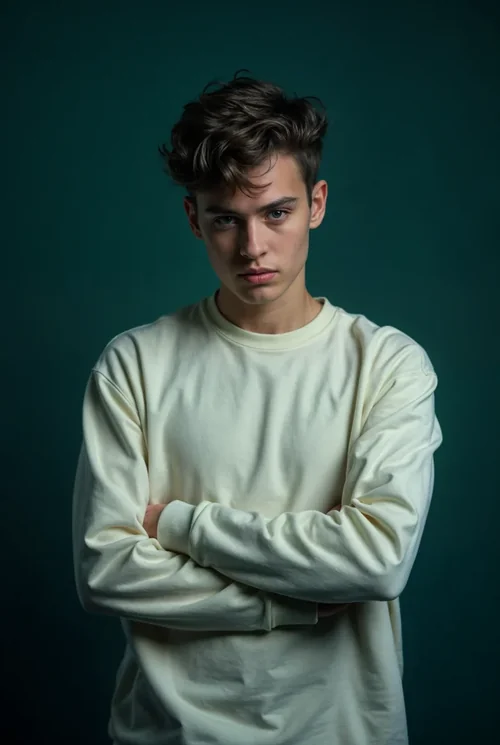 Mockup of a Stylish Sweatshirt in Dramatic Lighting