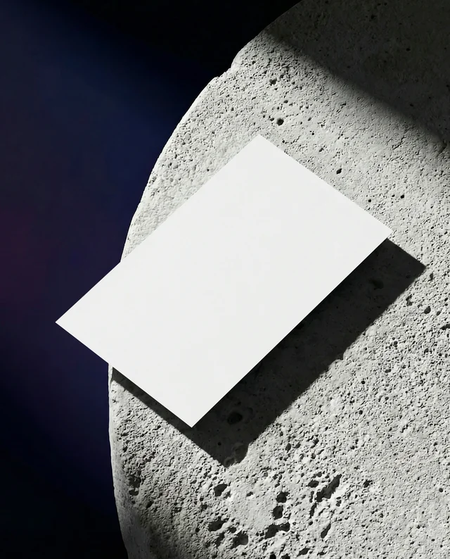 Minimalist Business Card Mockup on Lunar Rock Surface