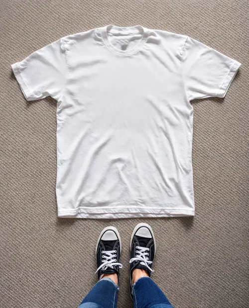 Minimalist T-Shirt Mockup on Textured Carpet