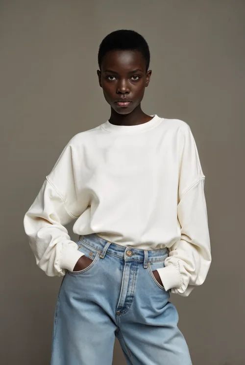 Stylish Mockup of a Confident Woman in Sweatshirt