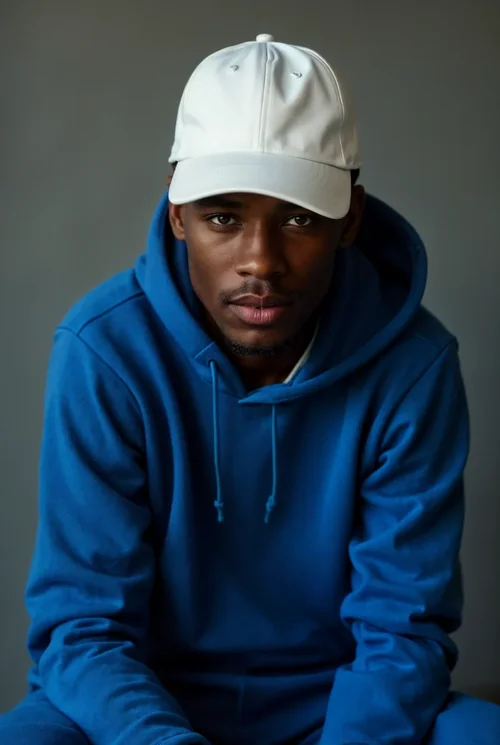 Mockup of a Stylish Hat and Cap on a Thoughtful Man