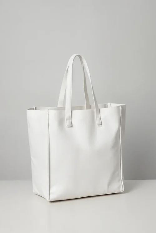 Mockup of a Simple White Tote Bag - Clean Design
