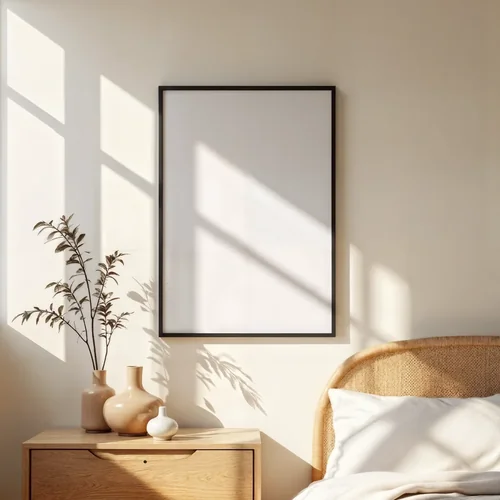 Serene Mockup Poster with Neutral Tones and Soft Colors