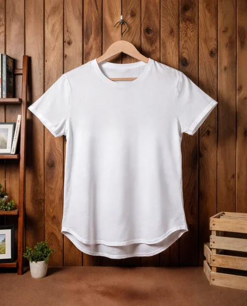 Mockup of Cozy T-Shirt on Wooden Hanger