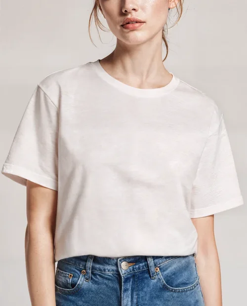 Mockup of a Young Woman in a Casual T-Shirt