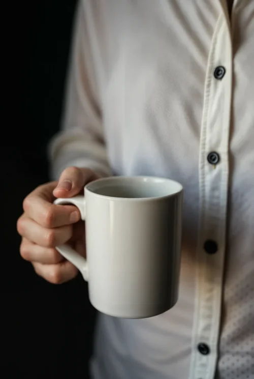 Stylish Mug Mockup on Dark Background with Subtle Colors