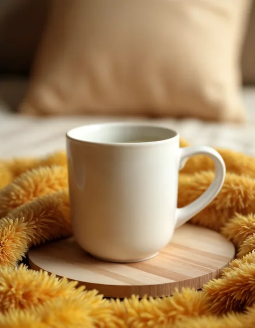 Warm Earthy Mockup Mug on Cozy Background with Colors