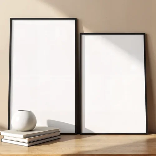 Minimalist Mockup Poster with Warm Beige Background Colors