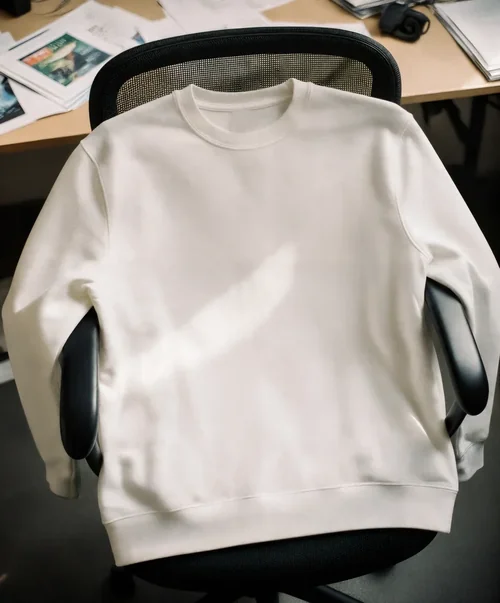 Stylish Mockup of a Cream Sweatshirt on an Office Chair