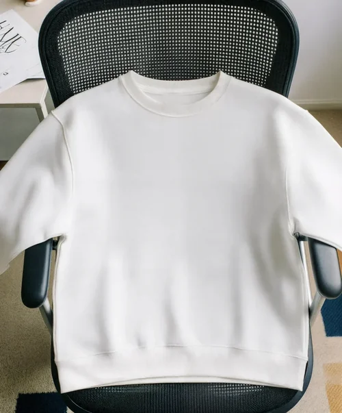 Minimalist Sweatshirt Mockup on Ergonomic Chair