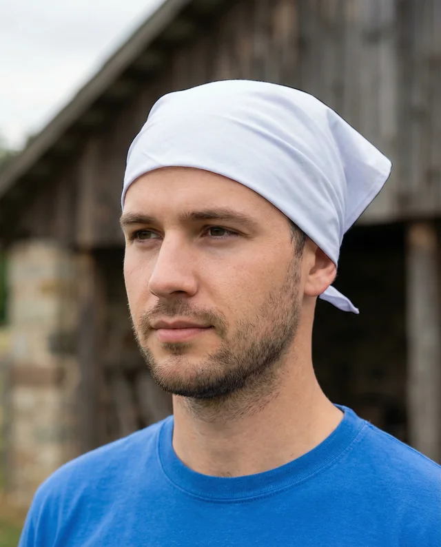 Profile Mockup of a Young Man with a White Bandana