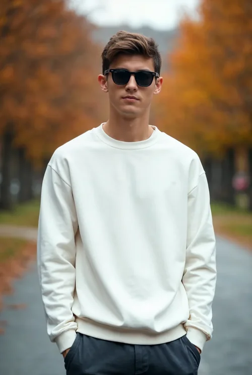 Mockup of Casual White Sweatshirt for Young Adults