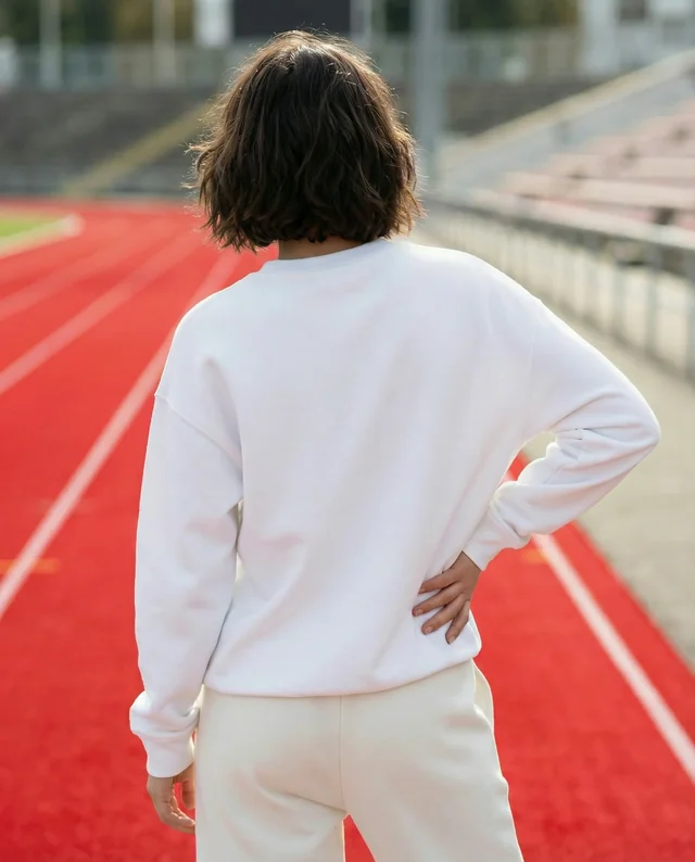 Casual Sweatshirt Mockup on Vibrant Athletic Track