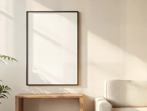 Mockup Poster with Soft Beige Background and Green Accents