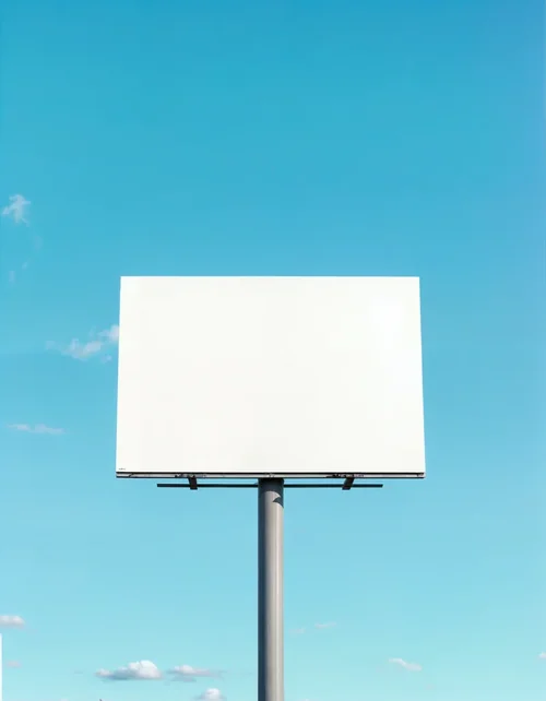 Minimalist Billboard Mockup Against Clear Blue Sky