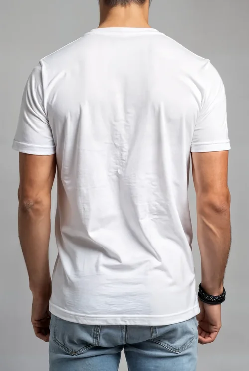 Mockup of T-Shirt in Soft Gray Background with Stylish Colors